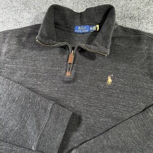 Polo Ralph Lauren 1/4 Zip Pullover Men's 2XL Gray Double Knit Mockneck Sweater